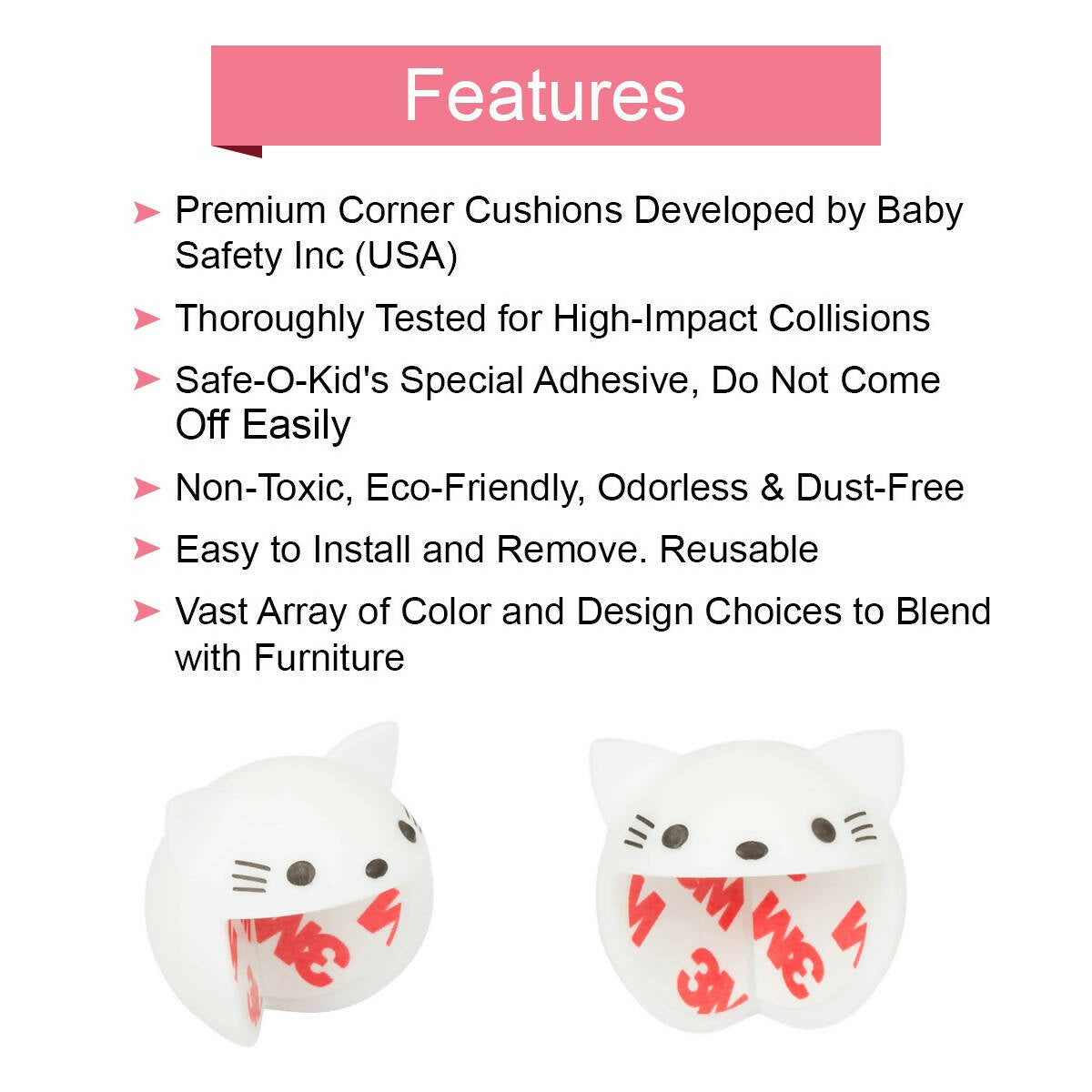 Safe-O-Kid Elegant Catchy Animal Shaped Corner Guards Prevents Head Injury, White | Grocsy