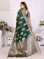 Aastha Fashion Green Soft Organza Silk Weaving Saree | Grocsy