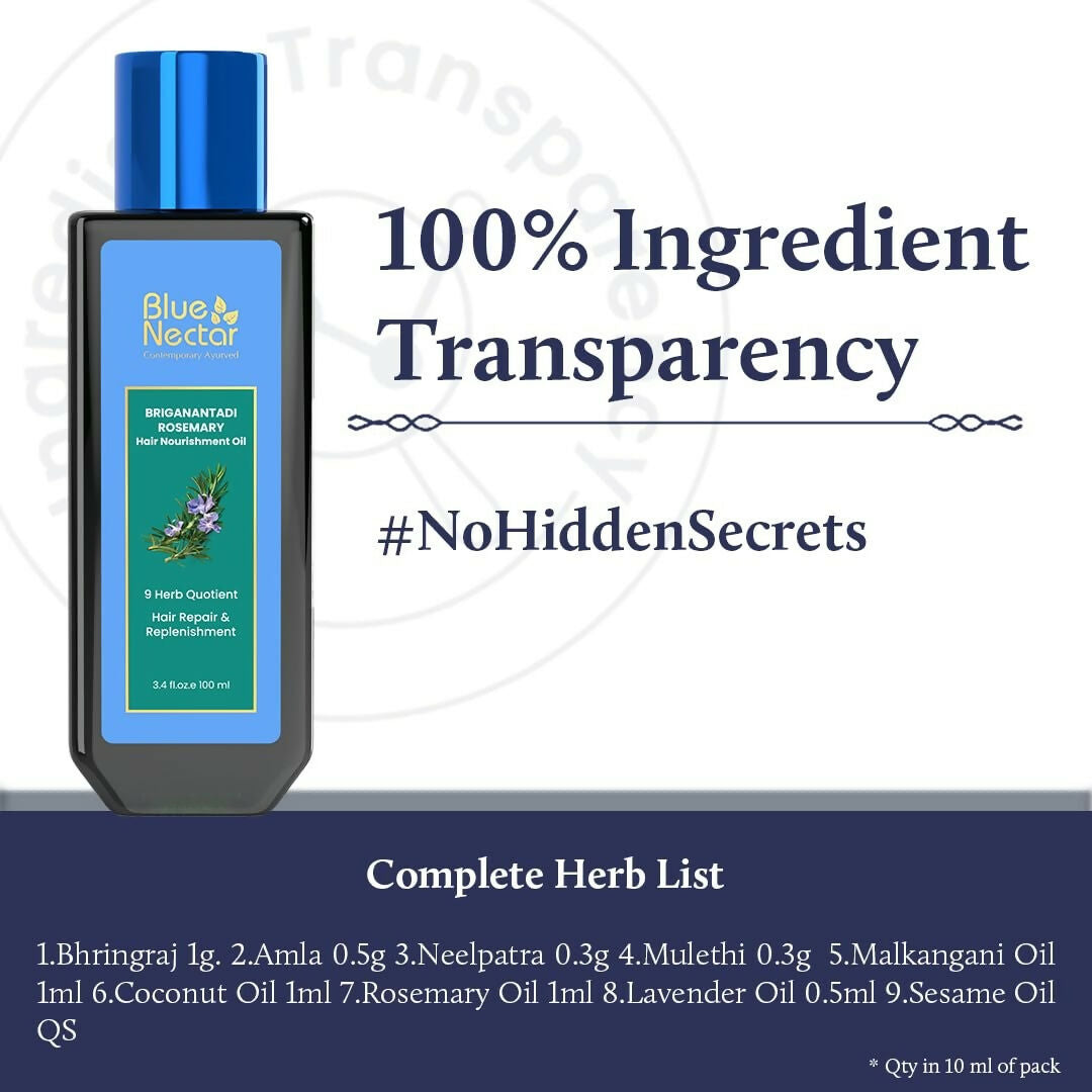 Blue Nectar Briganantadi Rosemary Hair Nourishment Oil | Grocsy