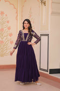 Joban Fashion Purple Georgette Sequence Embroidery Work Dress | Grocsy