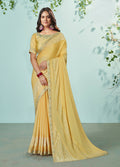 Mustard Silk Georgette Solid Saree With Unstitched Blouse Piece - Norita Ikshita | Grocsy