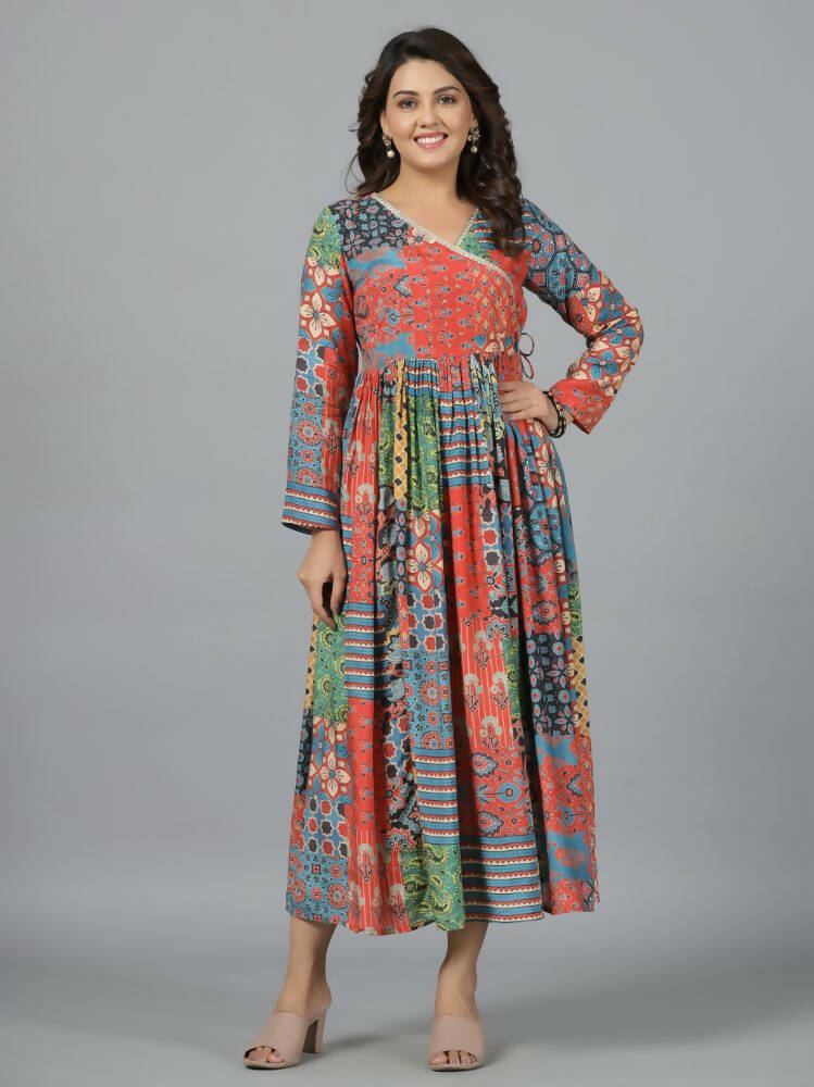 Juniper Women Red Muslin Printed Maxi Dress | Grocsy