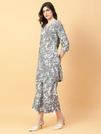 Joban Fashion Grey Cotton Printed & Hand Work Co-ord Set | Grocsy