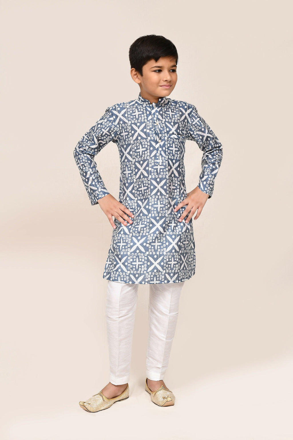 Joban Fashion Silk Navy Blue Kurta With Straight Fit Pant | Grocsy