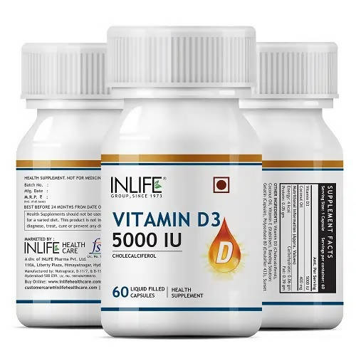 Inlife Vitamin D3 5000 IU Capsules With Gelatin | Grocsy