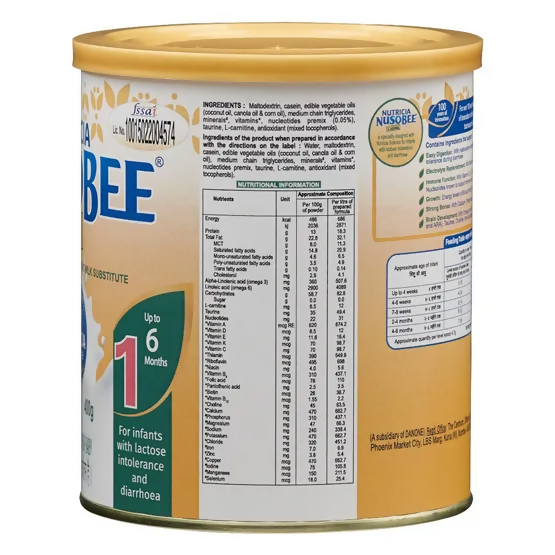 Nutricia Nusobee Casein Infant Formula, Stage 1, Up to 6 Months | Grocsy