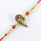 Lord Ganesha Rudraksha Rakhi & Kaju Roll Box | Grocsy