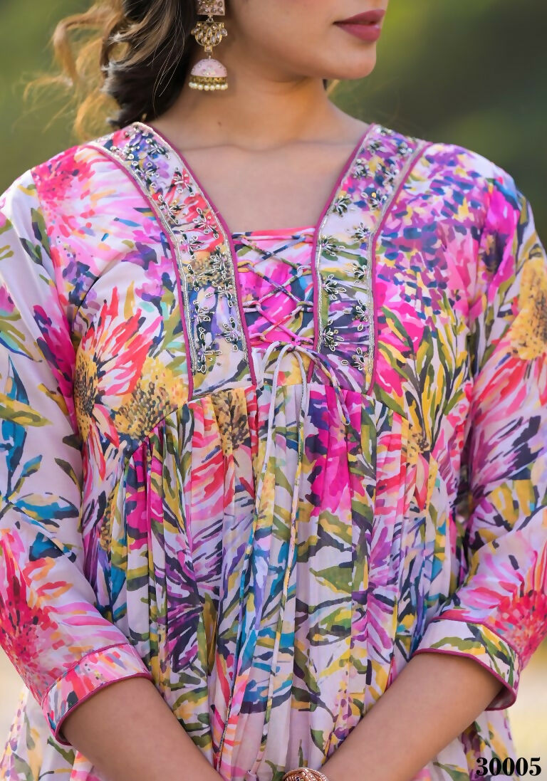 Designer Stylish Pink Slim Georgette Stitched Suit With Dupatta - Kiyara | Grocsy