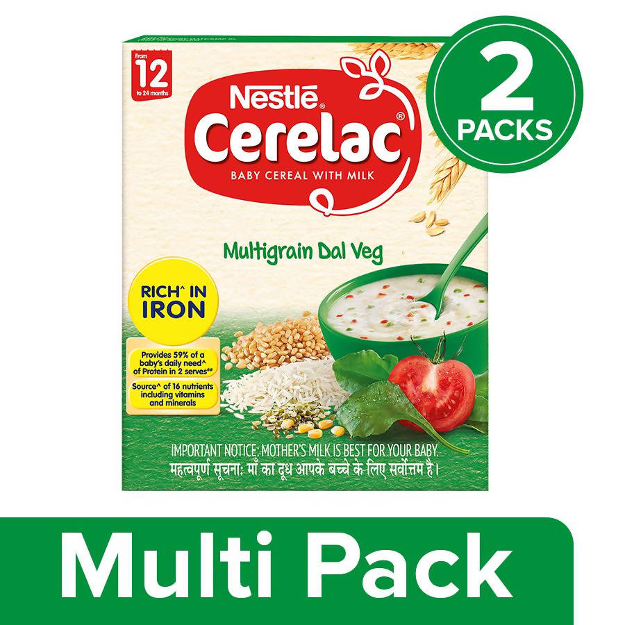 Nestle Cerelac Baby Cereal with Milk, Multigrain Dal Veg 12 Months | Grocsy