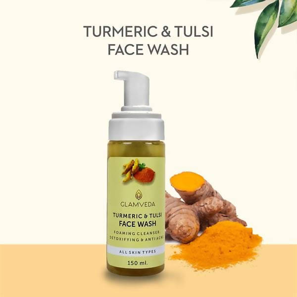 Glamveda Turmeric & Tulsi Detox Anti Acne Face Wash | Grocsy
