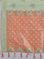 Shree Shyam Fashion Rama Green Linen Cotton Saree | Grocsy