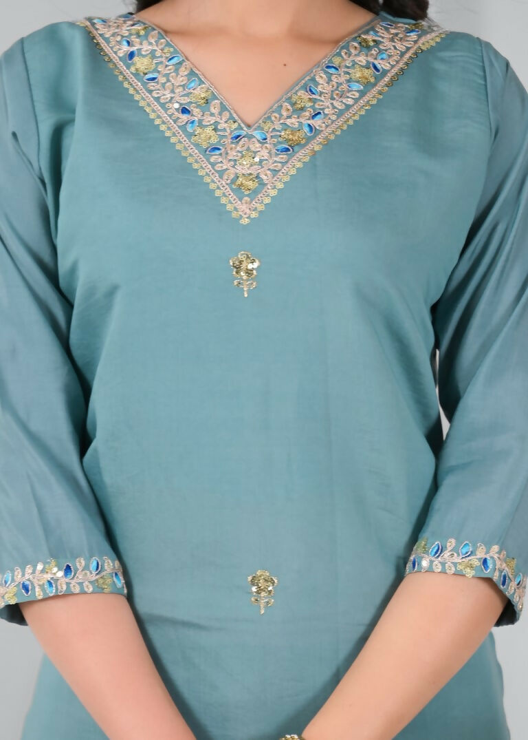 Ethnic Festive Wear Chanderi Tile Stitched Suit With Dupatta - Tanisha | Grocsy