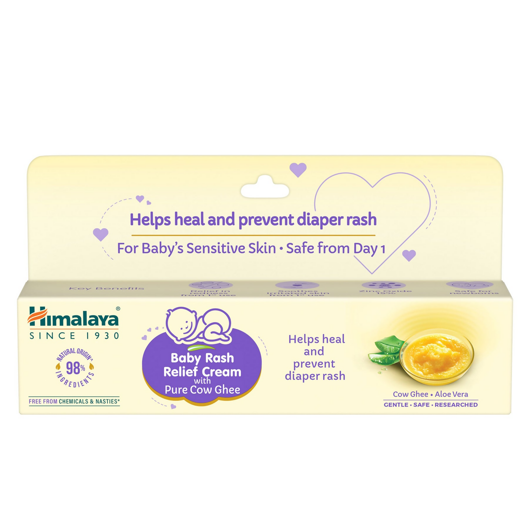 Himalaya Herbals Baby Rash Relief Cream with Pure Cow Ghee | Grocsy