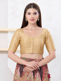 Joban Fashion Gold Dupion Silk Elbow Sleeveless Front Open Blouse | Grocsy