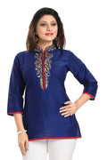 Snehal Creations Regal Affair Royal Blue Raw Silk Short Tunic | Grocsy