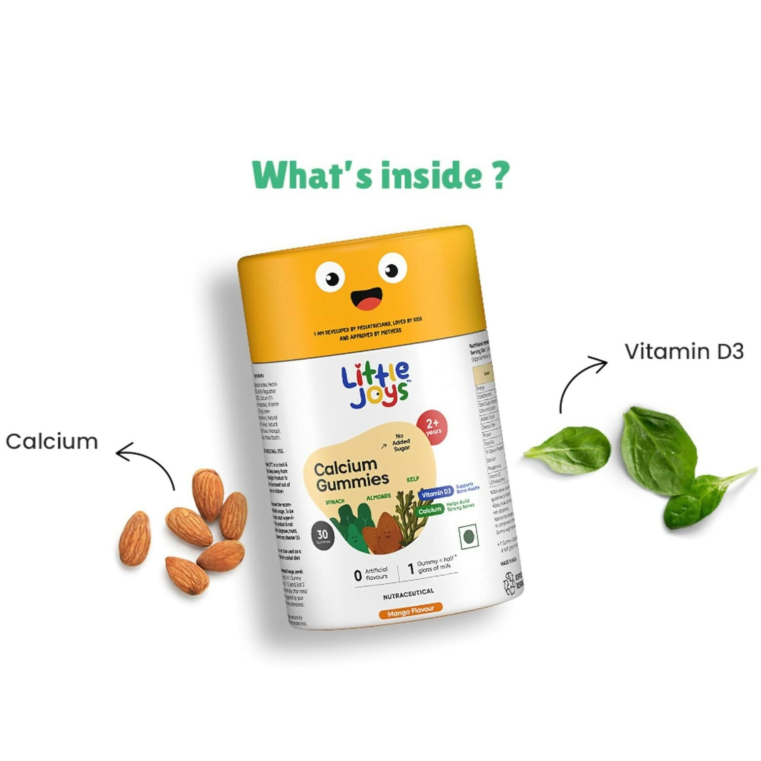 Little Joys Calcium Gummies for Kids (2+ years) -Mango Flavor | Grocsy
