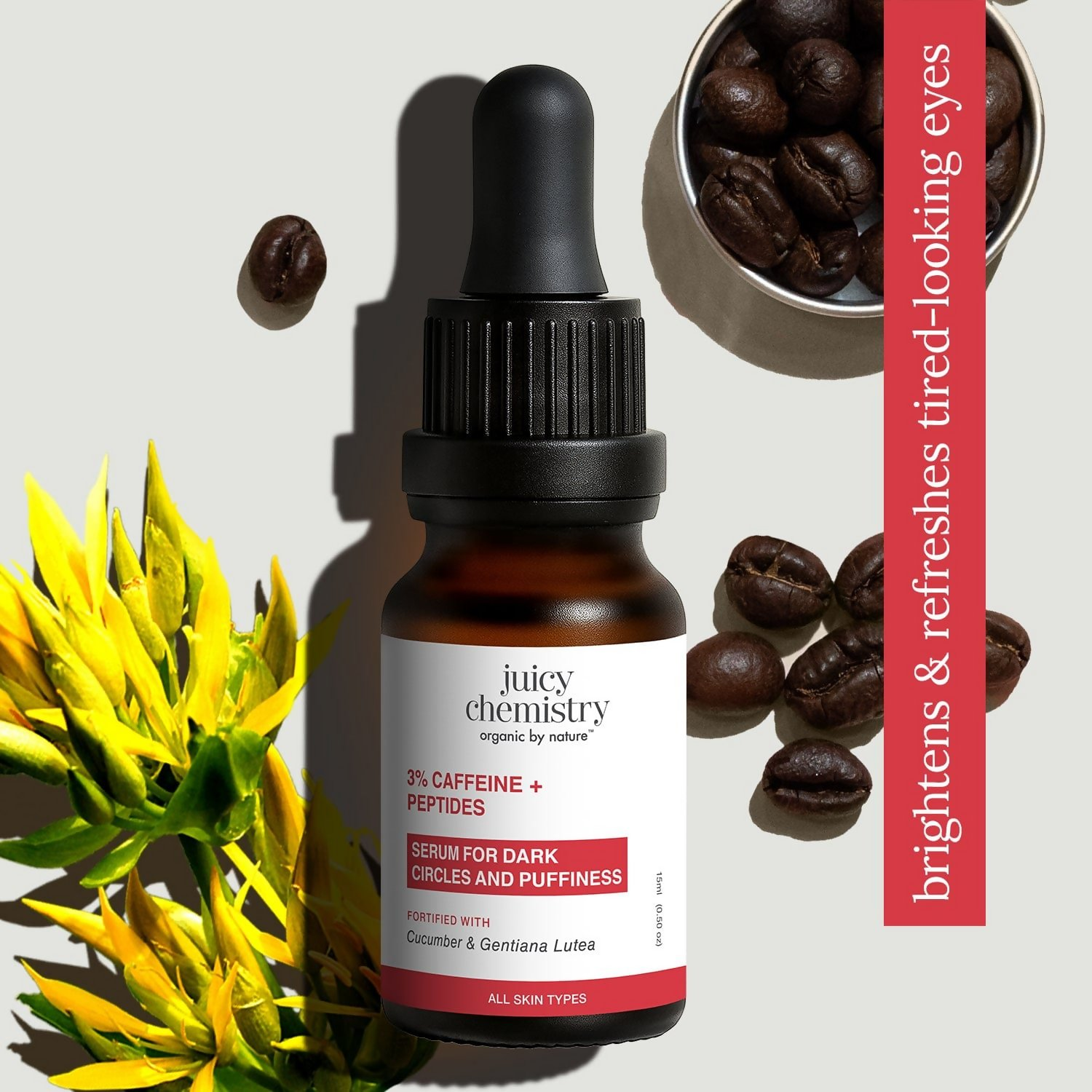 Juicy Chemistry 3% Caffeine + Peptides Eye Serum | Grocsy