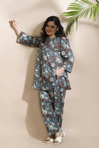 Breathables Blue Kalamkari Kurta & Pant Cotton Co-Ord Set | Grocsy