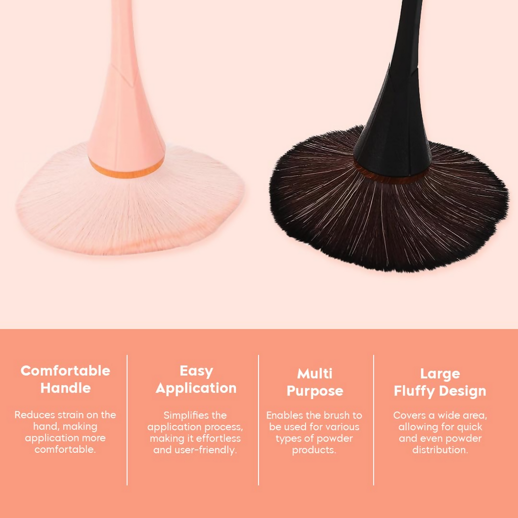 Gleva Multipurpose Professional Powder & Blush Cheek Brush - Black Brush | Grocsy