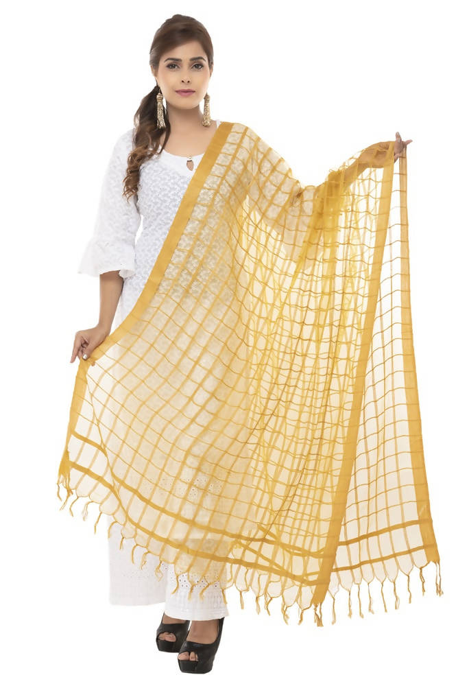 Mominos Fashion Golden Cotton Square Dupatta | Grocsy