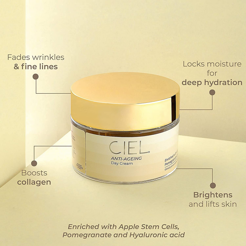 Ciel Anti-Ageing Day Cream For Glowing Skin Moisturizer With Vitamin C & Hyaluronic Acid | Grocsy