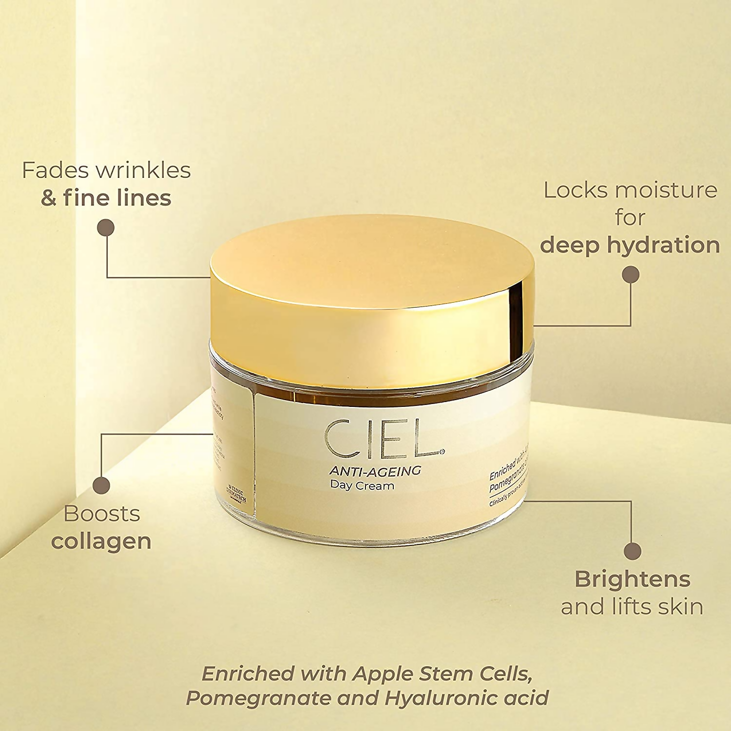 Ciel Anti-Ageing Day Cream For Glowing Skin Moisturizer With Vitamin C & Hyaluronic Acid | Grocsy