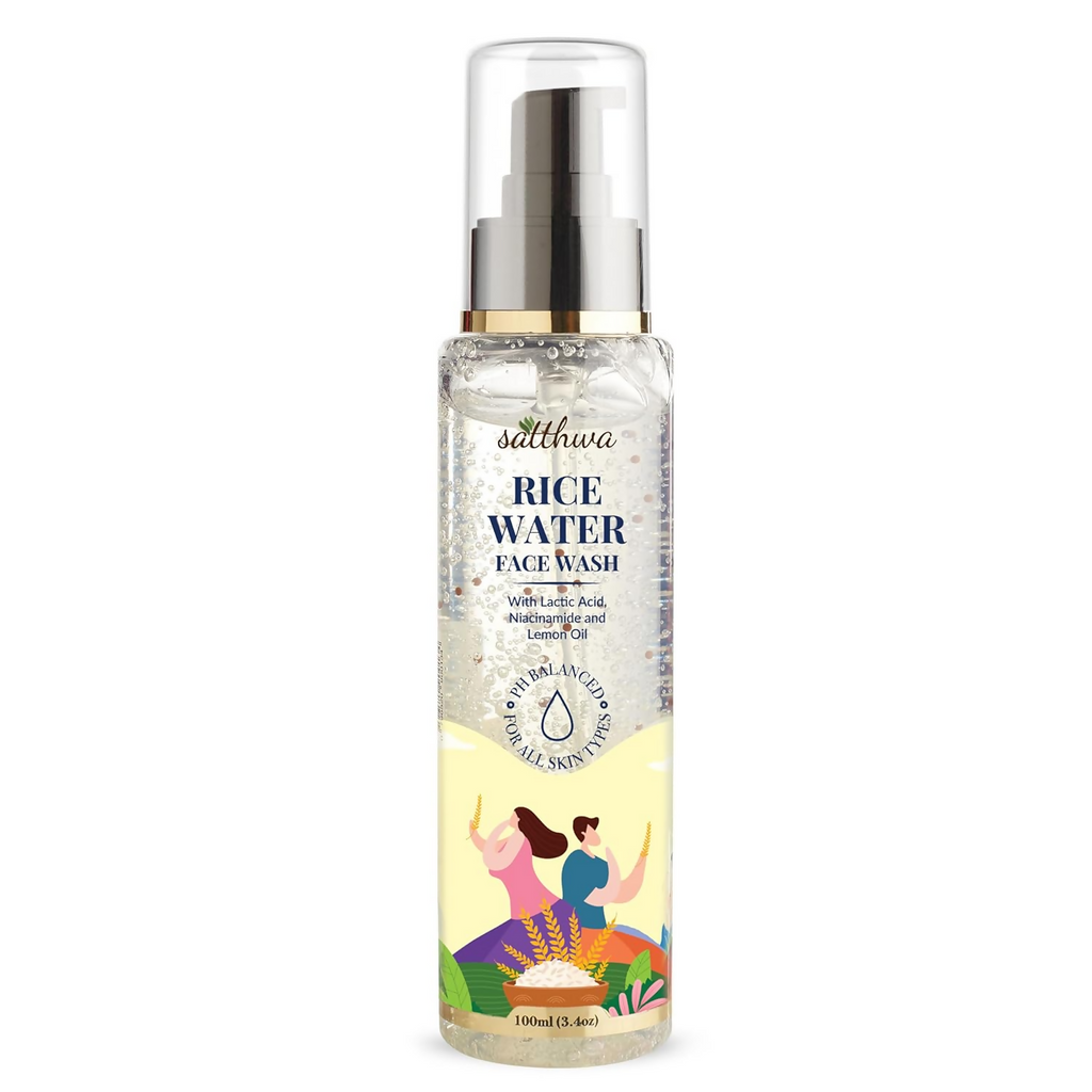 Satthwa Rice Water Face Wash With Niacinamide, Lactic Acid & 1% Salicylic Acid | Grocsy