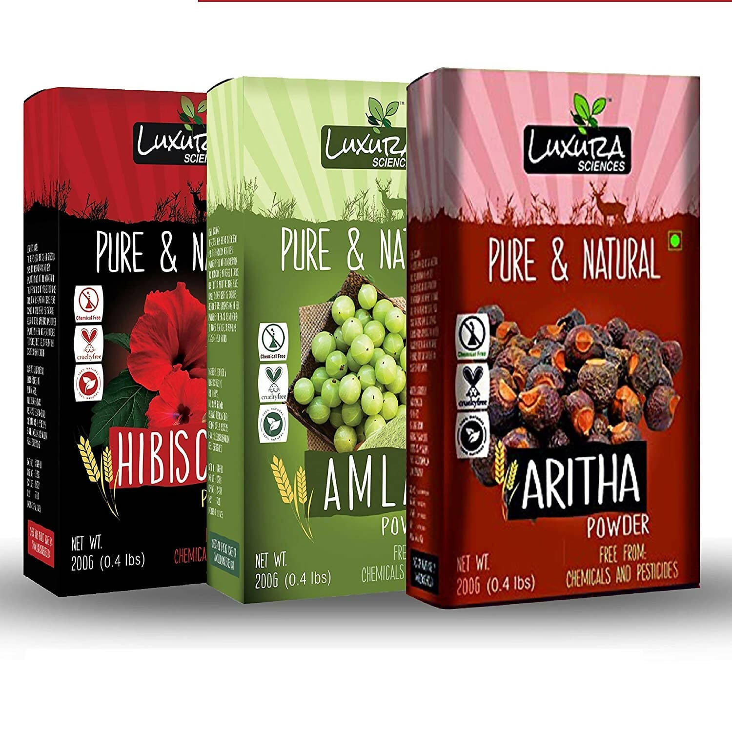 Luxura Sciences Natural Hair Care for Hair Thickening - Hibiscus + Amla + Aritha | Grocsy