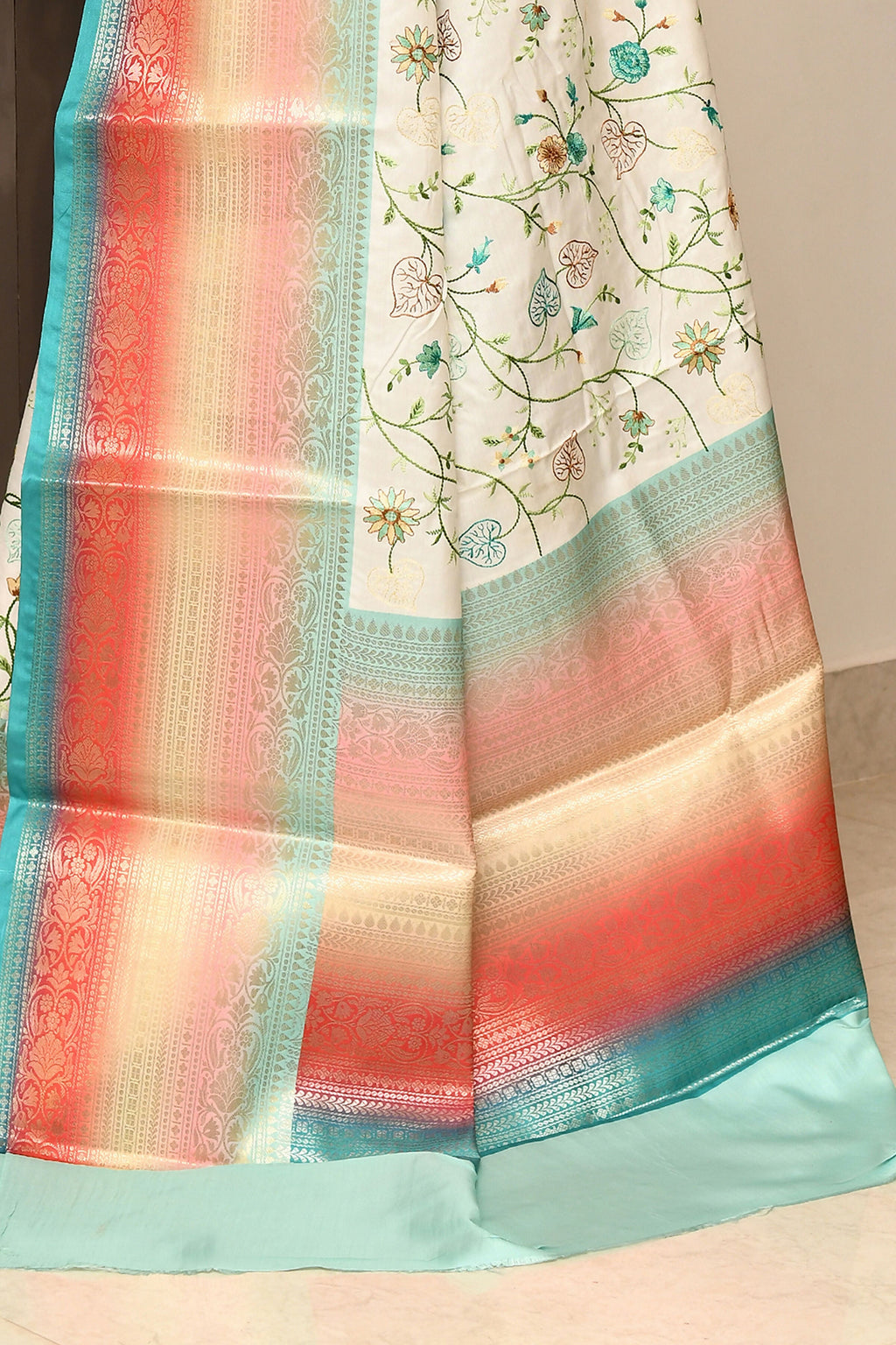 Joban Fashion Multicolor Saree Kataan Rainbow Digital Print With Embroidery | Grocsy