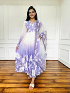 Teeya Creation Multi Colour Faux georgette Printed With Hand Work Party Wear Gown | Grocsy