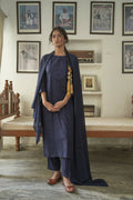 Navy Blue Rayon Sequence Embroidery work Straight kurta with Pant & Dupatta - Akashara | Grocsy