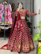 Yash Enterprise Multicolor Rayon Cotton Embroidery Semi Stitched Navratri Chaniya Choli | Grocsy