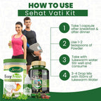 Divya Shree Sehat Vati Capsule, Easy Fresh Powder & Punch Tulsi Drop Combo | Grocsy
