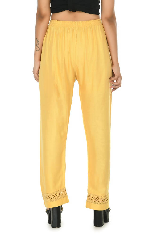 Mominos Fashion Moeza Reyon Cotton Golden Color Straight Work Palazzo | Grocsy