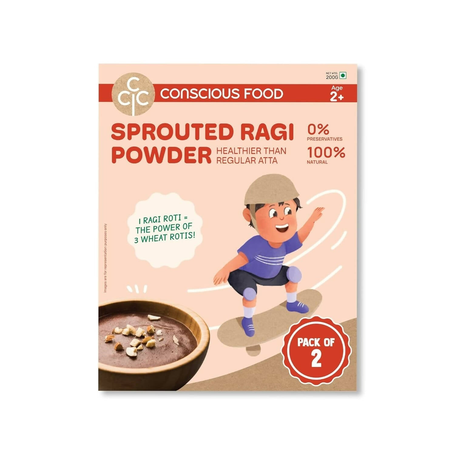 Conscious Food Sprouted Ragi Powder | Grocsy