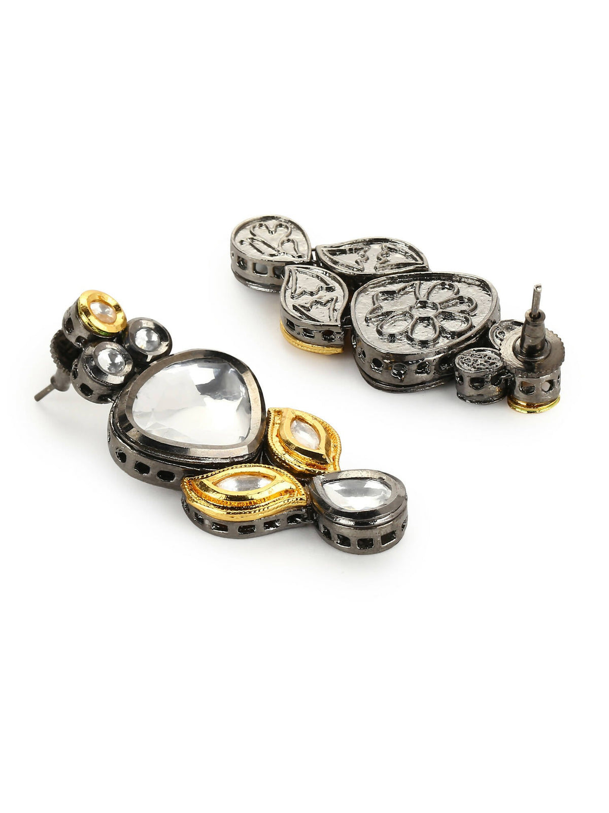 Silver-Plated Contemporary Drop Earrings - Ruby Raang | Grocsy