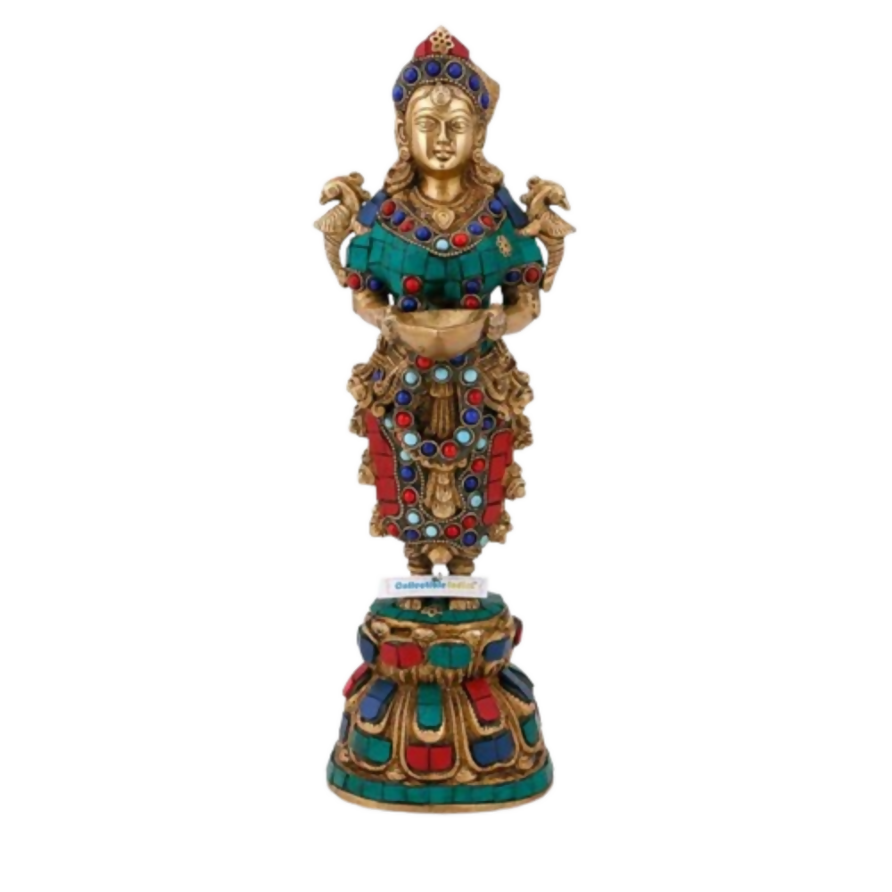 CraftVatika Beautiful Indian Lady Holding Diya Decorative Showpiece | Grocsy