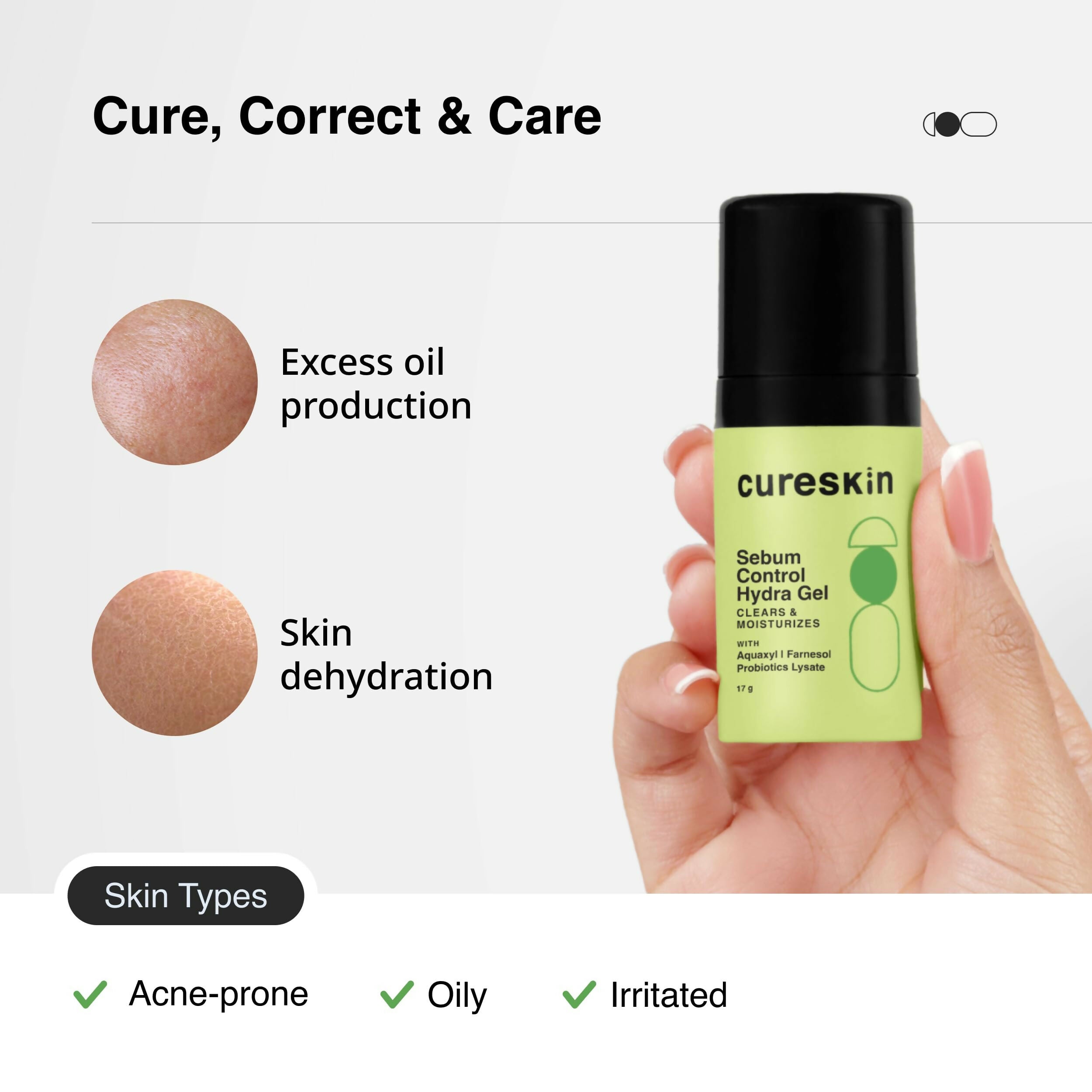 Cureskin Sebum Control Hydra Gel | Grocsy