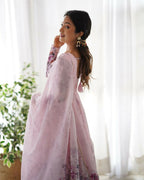 Joban Fashion Pink Kurta Set Organza Sequin Embroidery Work | Grocsy
