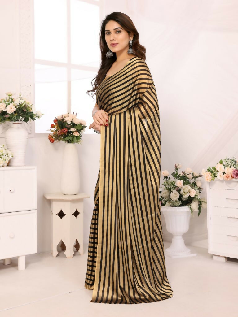 Designer Partywear Black & Silver Georgette Fancy Saree - Satrangi | Grocsy