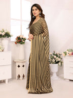 Designer Partywear Black & Silver Georgette Fancy Saree - Satrangi | Grocsy