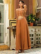 Janasya Brown Georgette Embellished Co-Ords | Grocsy
