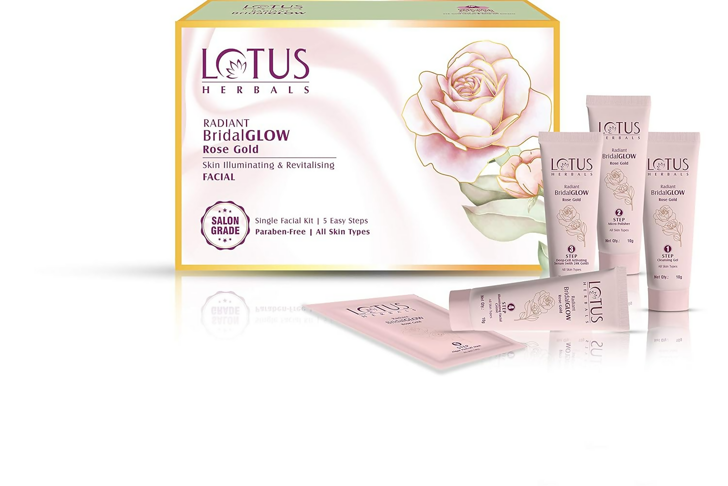 Lotus Herbals Radiant BridalGLOW Rose Gold Skin Illuminating Facial Kit | Grocsy