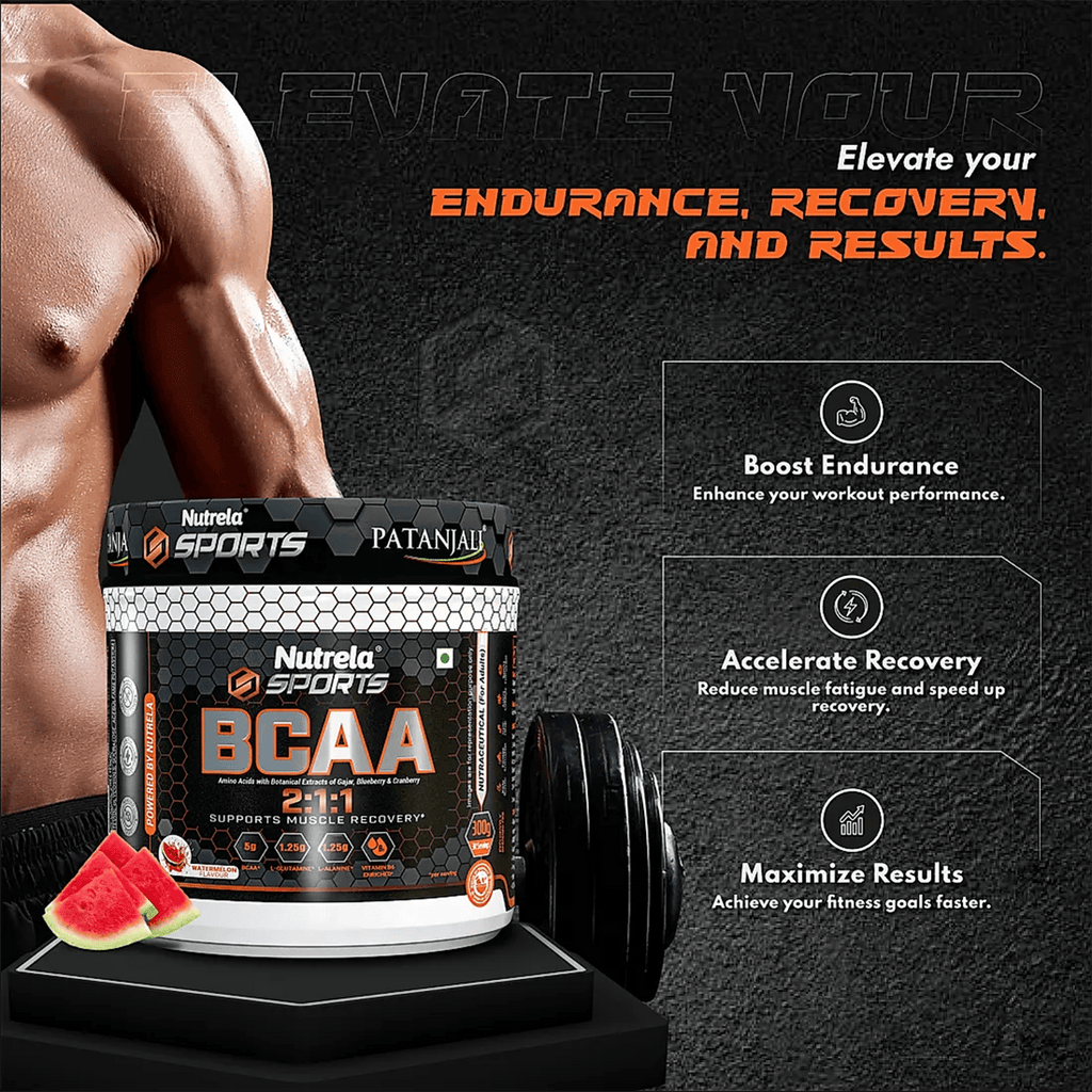 Patanjali Nutrela Sports BCAA Powder (Watermelon Flavour) | Grocsy