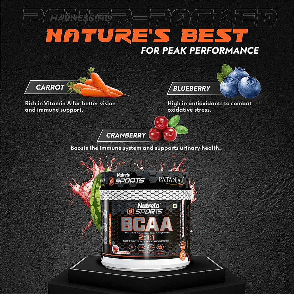 Patanjali Nutrela Sports BCAA Powder (Watermelon Flavour) | Grocsy