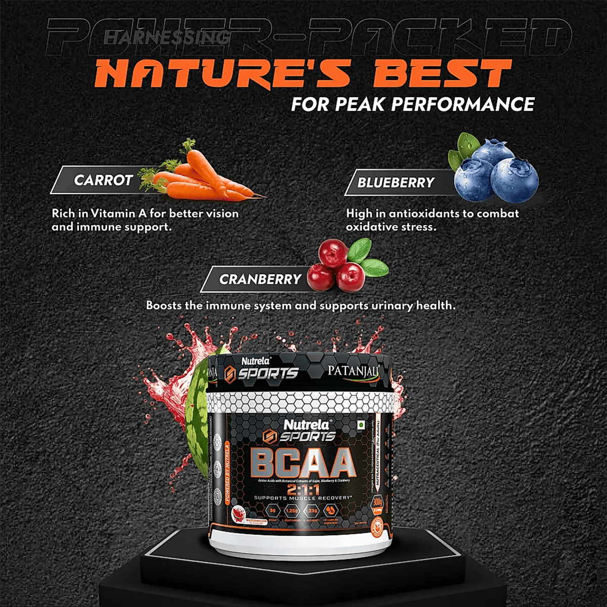 Patanjali Nutrela Sports BCAA Powder (Watermelon Flavour) | Grocsy