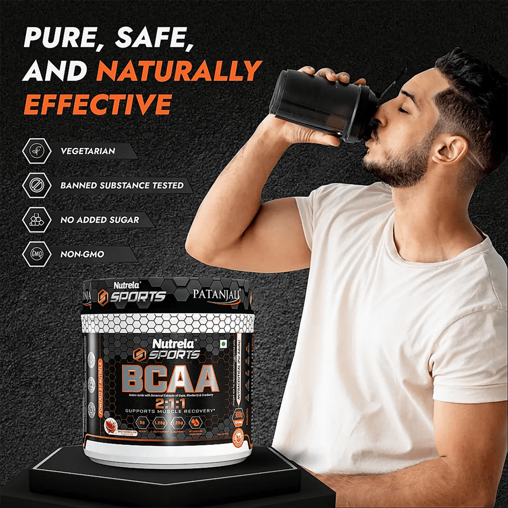 Patanjali Nutrela Sports BCAA Powder (Watermelon Flavour) | Grocsy