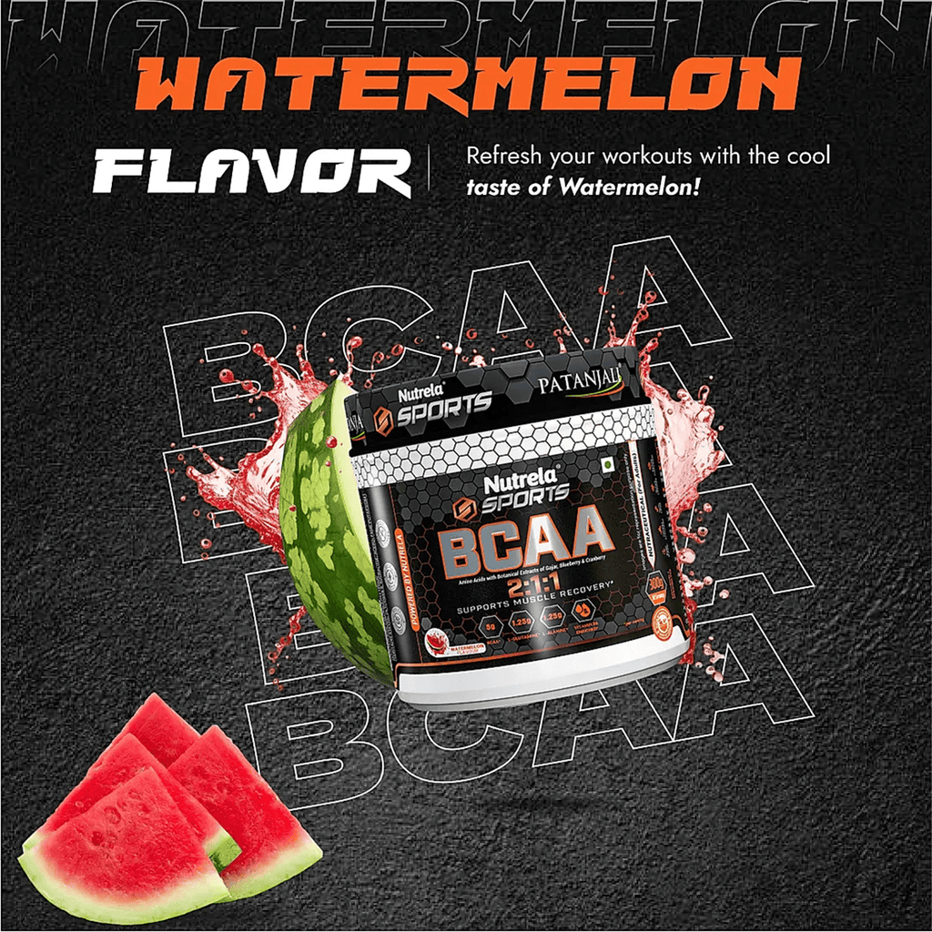 Patanjali Nutrela Sports BCAA Powder (Watermelon Flavour) | Grocsy