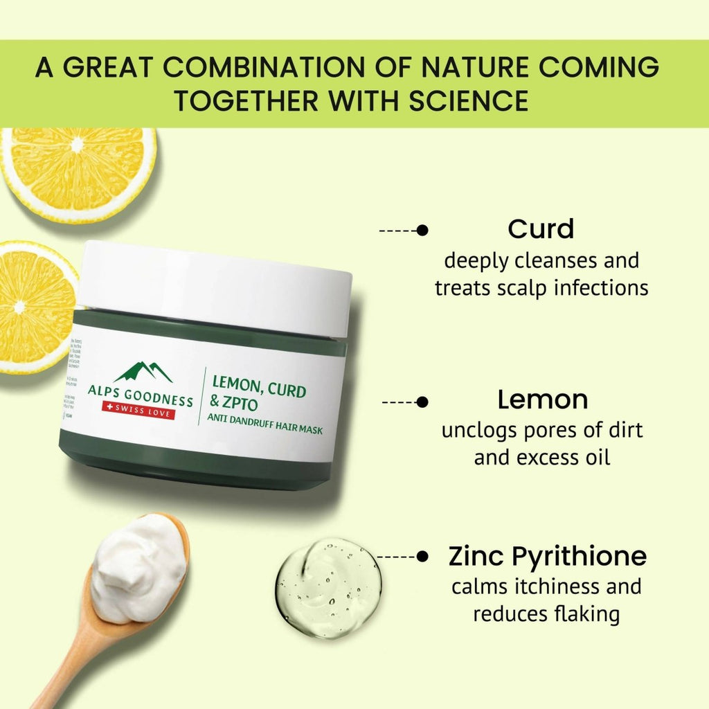 Alps Goodness Lemon, Curd & ZPTO Anti Dandruff Hair Mask | Grocsy