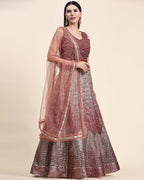 Maroon Organza Mirror With Coding Work Lehenga Choli with Dupatta - Tanya | Grocsy